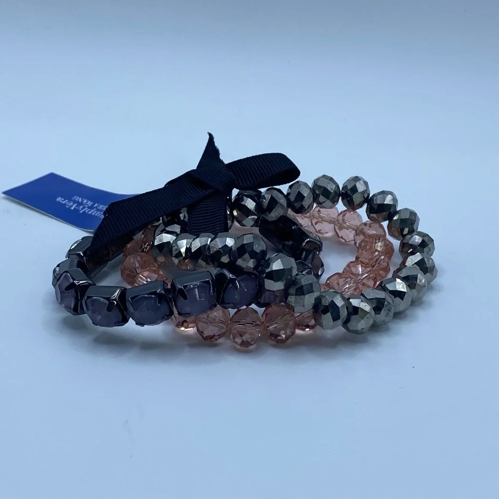 Simply Vera Vera Wang Romantic Multi Stretch Bracelet Stack Bow Purple Pink - OS